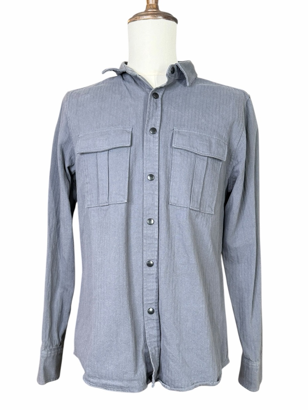 Z.A.K. Dark Gray Heavy Duty Cotton Long Sleeve Button Down - Size Small